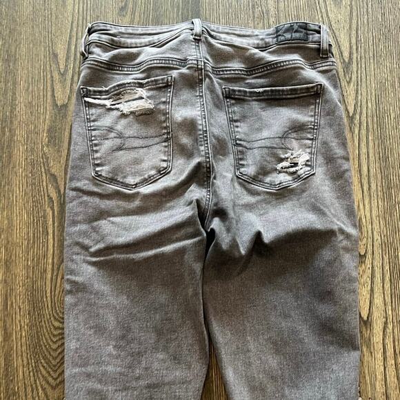 American Eagle Hi-Rise Jegging Jeans Super Stretch Distressed Denim Grey Size 10 - Picture 11 of 12